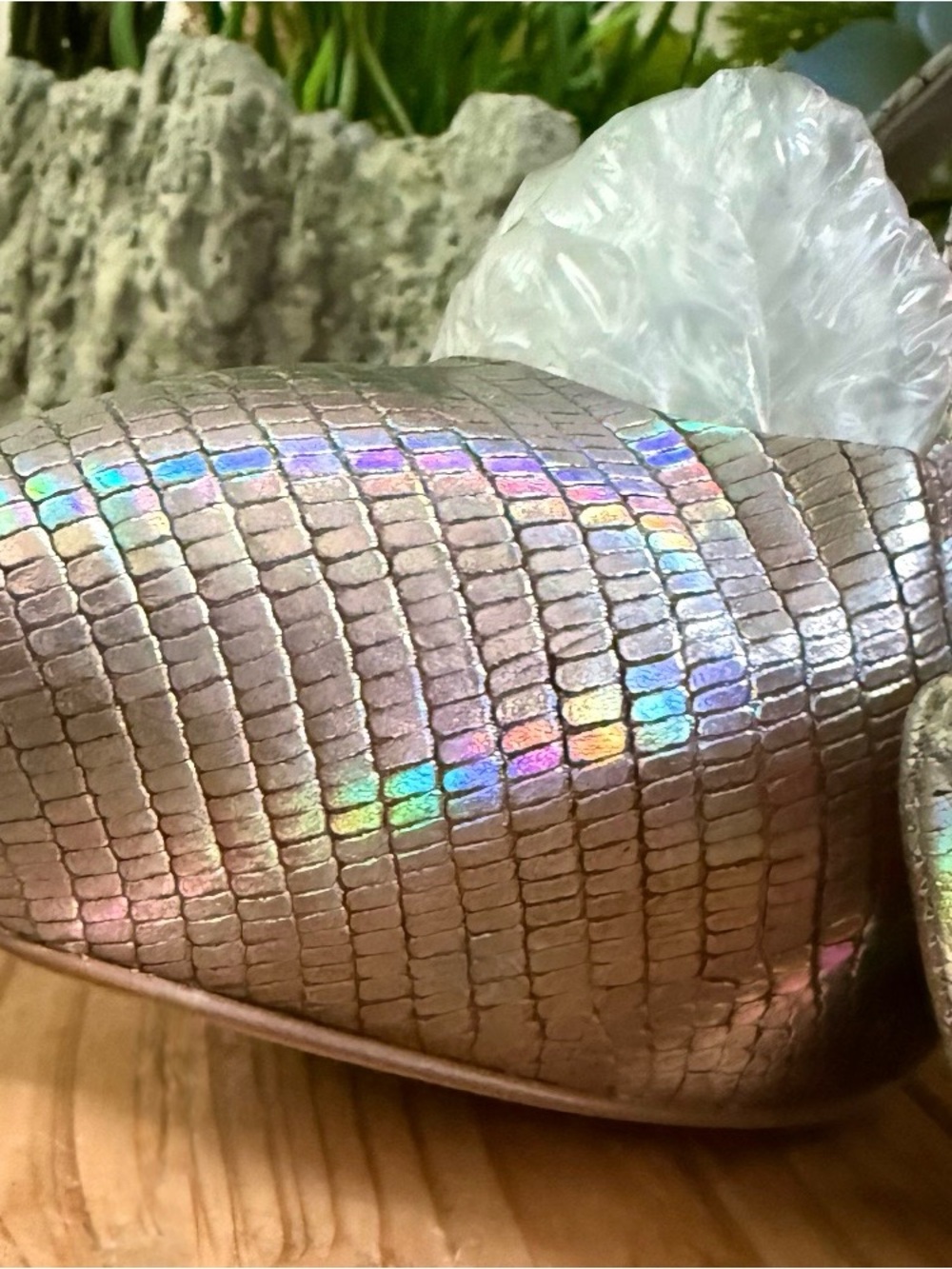 Iridescent Silver Python Pattern - Sling Back Heels - Picture 6 of 6